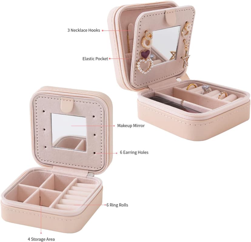 KElofoN Travel Jewelry Case and Organizer with Mirror - Gift for Women and Girls
