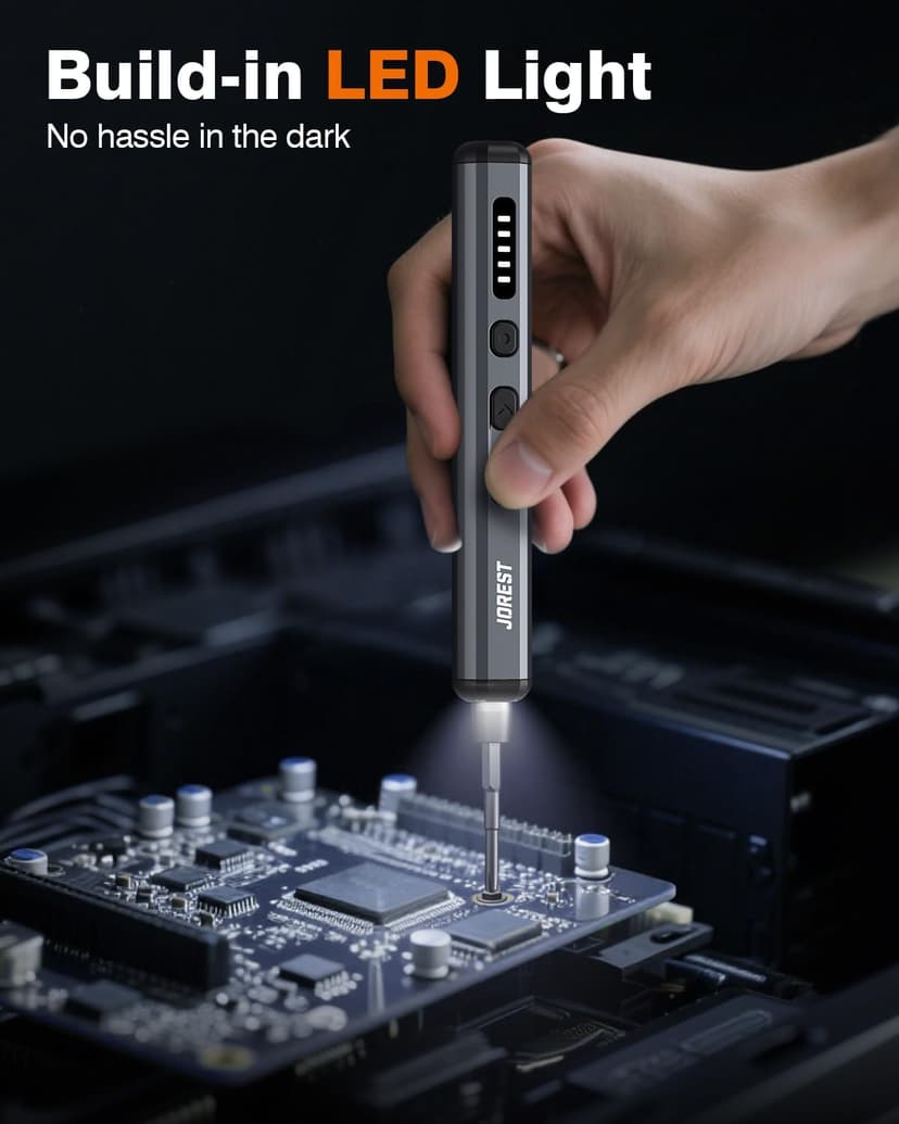 JOREST Mini Electric Screwdriver, Precision Set with 38-in-1 Magnetic Bits, Repair Tool Kit for iPhones, Laptop, Drone, Game Console, Camera, Toys; Stocking Stuffers for Men;Birthday Gift for Father
