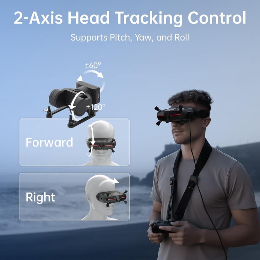 CADDXFPV GM2 2-Axis Gimbal – FPV Head Tracking with Mechanical Stabilization, UART/PWM Control, Compatible Only with Select Walksnail VTX Models, for FPV Drones, RC Cars, and Fixed Wings