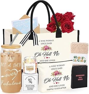 40th 50th 60th Birthday Gifts for Women Tote Bag Birthday Gifts Set for Mom Wife Sister Grandma Birthday Gifts for Her