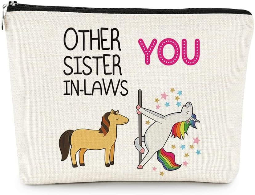 EXUQO Sister in Law Gifts,Funny Makeup Bag,Gift for Sister,Sister In Law Birthday Gifts,Funny Sister in Law Gifts,Graduation Wedding Gift for Sister Friend Cosmetic Bag Pouch