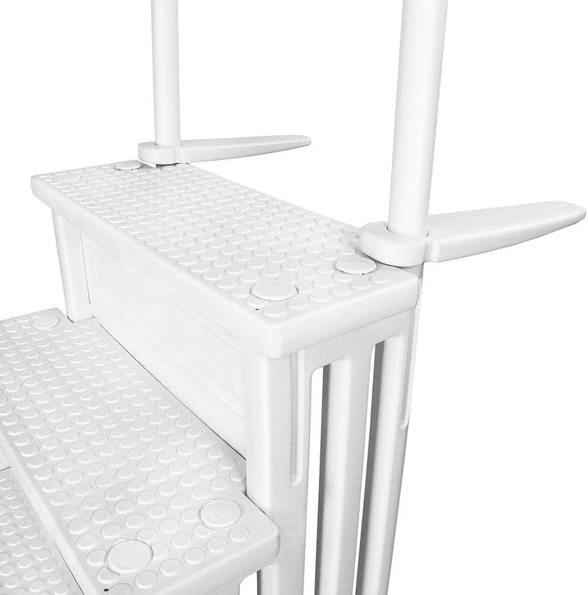 XtremepowerUS 4-Step Above Ground Swimming Pool Ladder Step to Deck Mounted Step Ladder W/Double Handle Rail Slip Prevent 48" to 54" inch, White