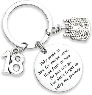 18th Birthday Gifts for Girls Take Pride in How Far You've Come and have Faith Key Chains Best Women Men Happy Eighteen 18th Birthday Keychain