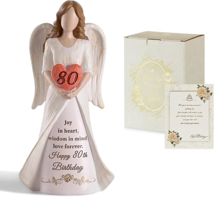 80th Birthday Gifts for Women: Best Happy Birthday Gift for 80 Year Old Woman Moms Grandmothers Friends Unique Birthday Angel Figurine Decorations