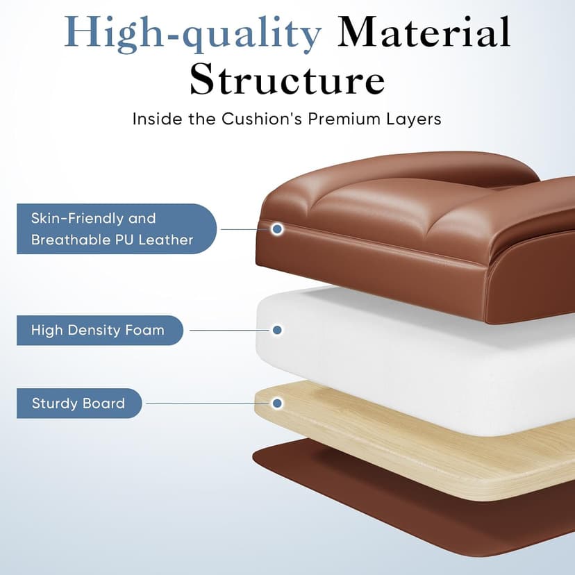 DUMOS Big and Tall Home Office Desk Chair, Gaming Computer Chair, Executive Ergonomic Chair with Footrest, High Back Reclining, Adjustable Armrests and Comfy Lumbar Support, PU Leather, Brown