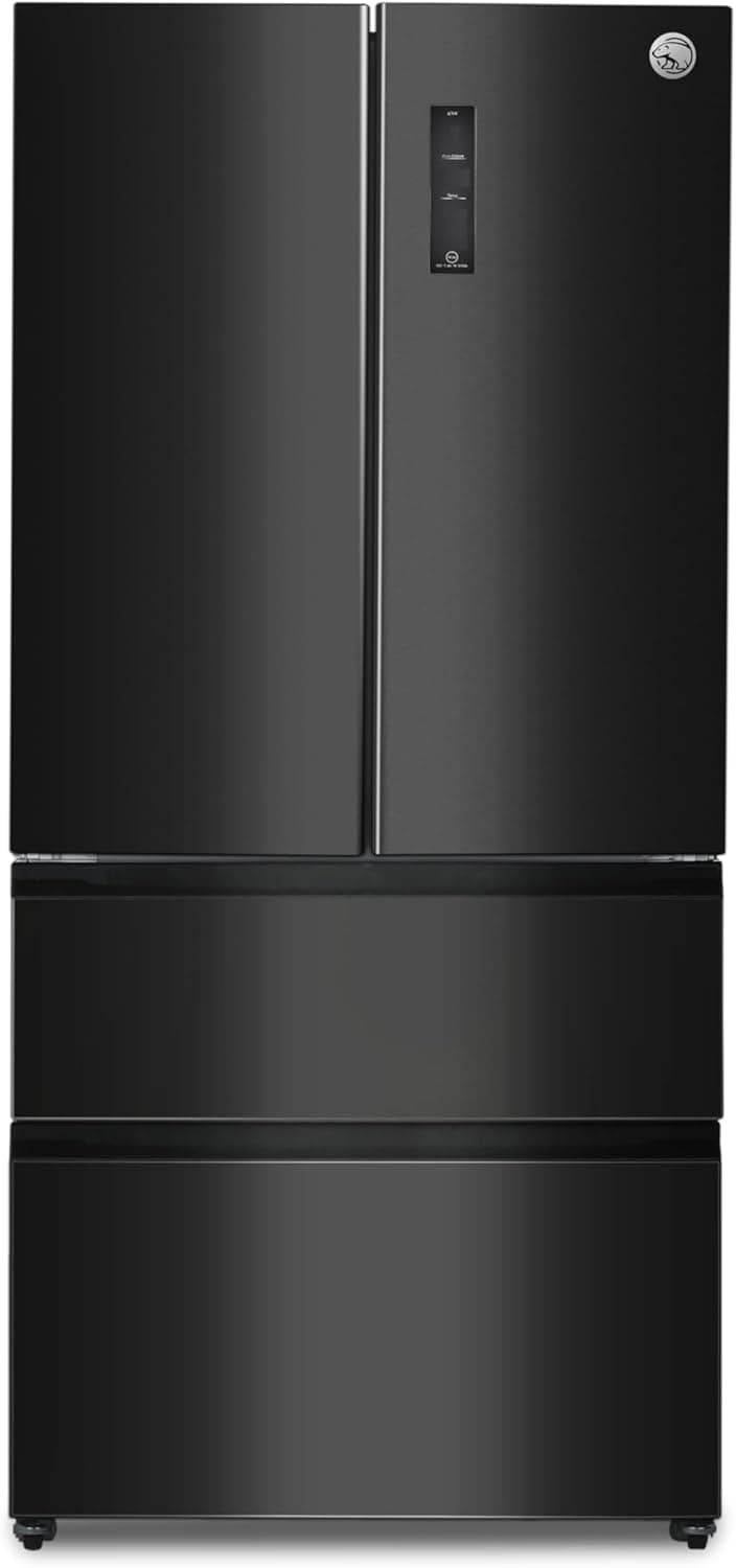 Commercial Cool 18.9 Cu. Ft. French Door Refrigerator, 33 Inch Wide Refrigerator with 2 Bottom Mount Freezer Drawers, Frost Free, LED Lighting, Digital Temperature Control, CCRF1890KB, Black
