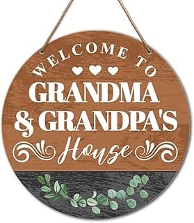 Grandma and Grandpa House Signs Wall Decor for Front Door Porch Decorations, Grandparents Day Gifts, Father's Mother's Day Christmas Birthday Gift for Grandma Nana Grandpa Papa Grandparents