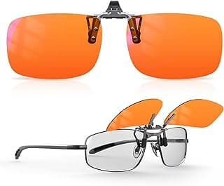 Goiteia Orange Blue Light Blocking Glasses Clip on for Migraine-Gaming Glasses for Eyes Strain/Light Sensitive-Help to Sleep