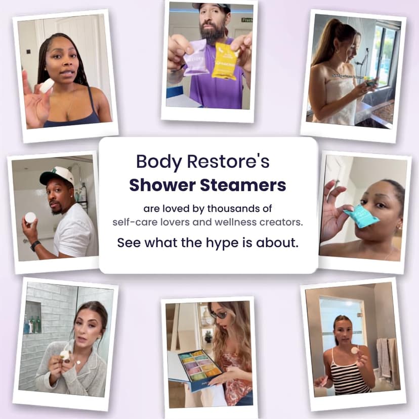 Body Restore Shower Steamers Aromatherapy 6 Pack - Birthday Gifts for Women, Men, Travel Essentials, Stress Relief, Relaxation, Self Care, Bath Bombs - Bloom