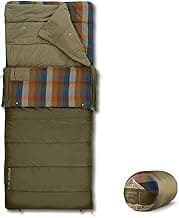 Kelty Wayback Flannel Lined Sleeping Bag, Built in Blanket, Traditional Rectangle Shape, Organic Flannel Cotton Liner, Dual Locking Slide Zips