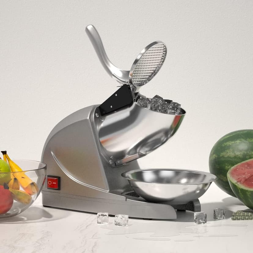 OKF Ice Shaver Prevent Splash Snow Cone Machine, Electric 3 Blades Shaved Ice Machine, 380W Ice Shaver Machine, 286lbs/hr Ice Crushers for Home Use, Ice Crusher with Free Ice Pick (Silver)