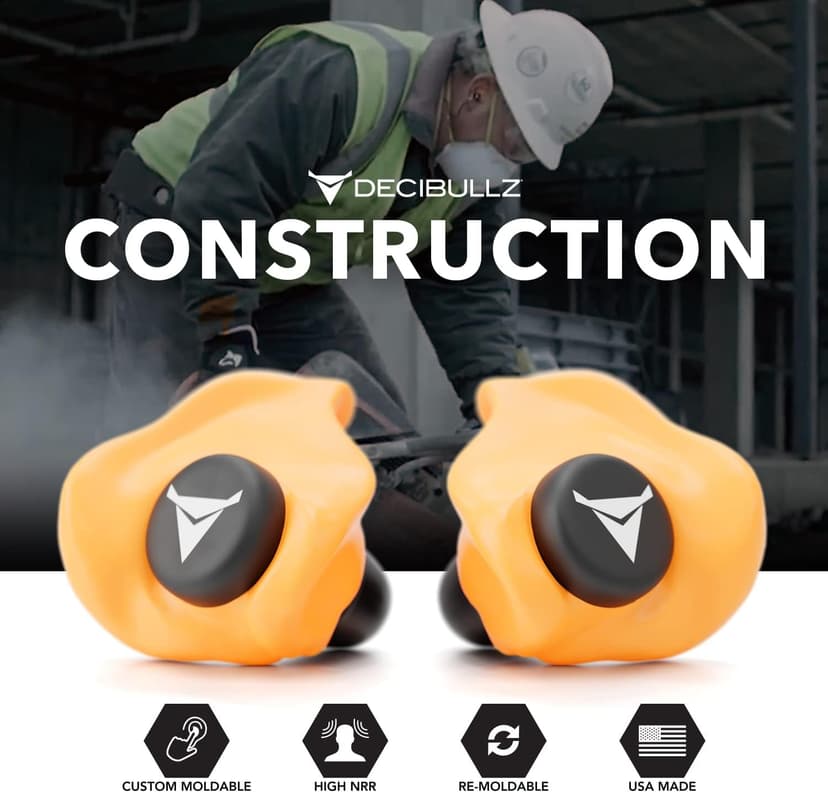Decibullz - Custom Molded Earplugs, 31dB Highest NRR, Comfortable Hearing Protection for Shooting, Travel, Work and Concerts