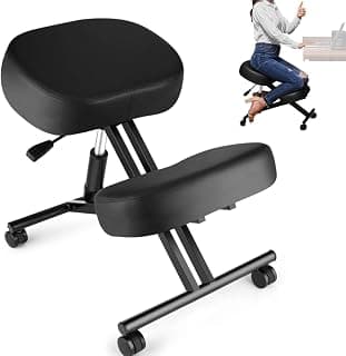 Ergonomic Kneeling Chair, Meditation Chair with Height Adjustable and Cushion for Home and Office, Posture Office Stool with an Angled Seat and Casters