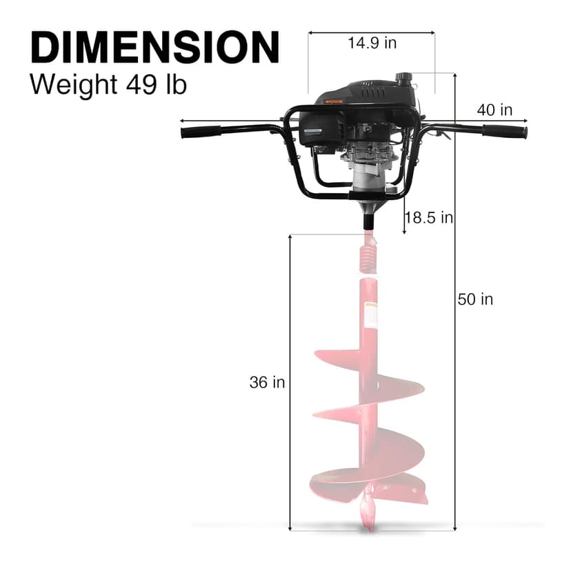 2 Man Earth Auger Powerhead 185cc 4Cycle Post Hole Digger