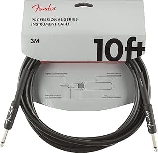 Fender Professional Series Instrument Cable, Guitar Cable 10 ft, Guitar Accessories, Stage Ready with Anti-Kinking Design, Black
