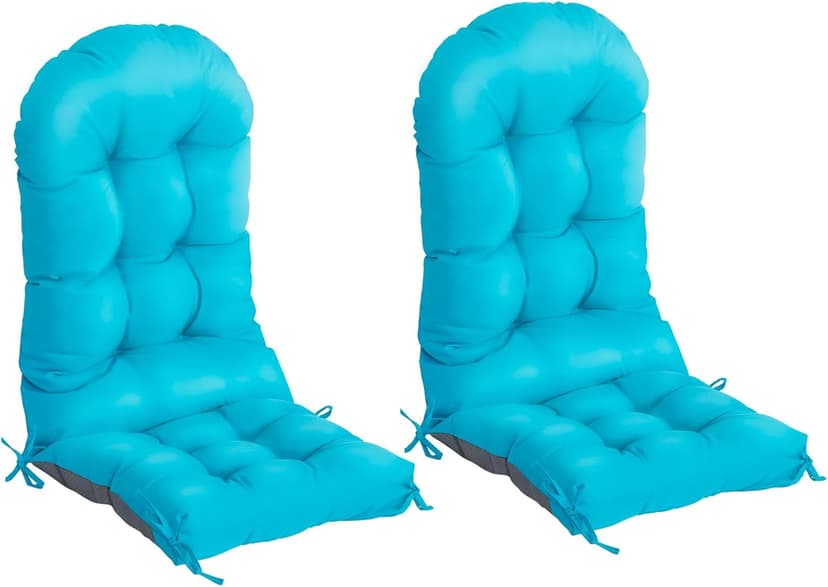 nalone 2 Pack Adirondack Cushion Rocking Chair Cushions High Back Adirondack Chair Cushion with Ties Patio Cushions for Outdoor Furniture (2 Pack, Blue)