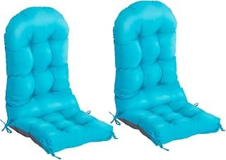 nalone 2 Pack Adirondack Cushion Rocking Chair Cushions High Back Adirondack Chair Cushion with Ties Patio Cushions for Outdoor Furniture (2 Pack, Blue)