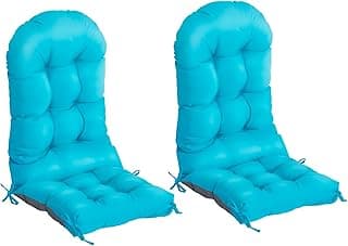 nalone 2 Pack Adirondack Cushion Rocking Chair Cushions High Back Adirondack Chair Cushion with Ties Patio Cushions for Outdoor Furniture (2 Pack, Blue)
