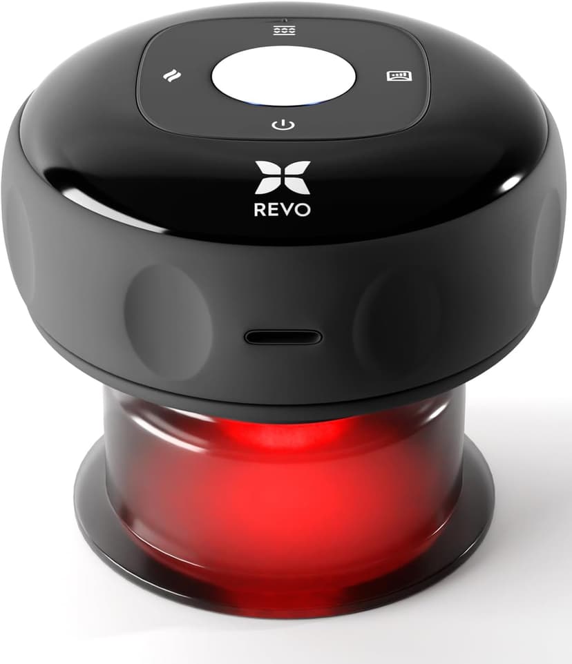 REVO The Original 4-in-1 Smart Cupping Therapy Massager, Red Light Therapy for Targeted Pain Relief, Knots, Aches, Muscle Soreness, Circulation & Tighter Skin, Portable Cupping Kit