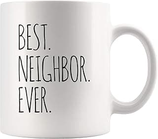 Panvola Best Neighbor Ever Farewell Gifts for Neighbors Moving Away Housewarming Goodbye Welcome Appreciation New Neighborhood Novelty Drinkware Ceramic Mug (11 oz, White)