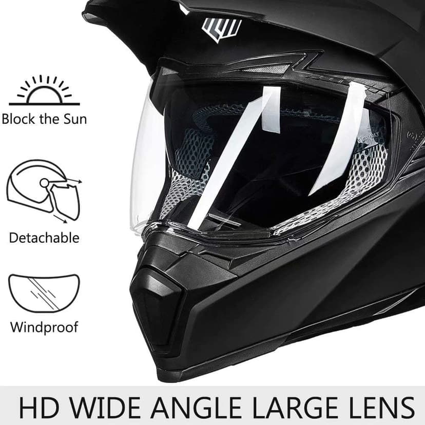 ILM Off Road Motorcycle Dual Sport Helmet Full Face Sun Visor Dirt Bike ATV Motocross Casco DOT Certified Model 606V