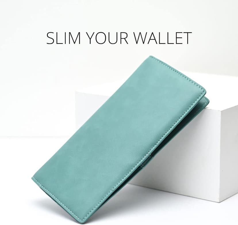 Alldaily Ultra Slim Thin Women Wallet RFID Blocking Credit Card Holder Bifold Long Ladies Billfold (Purist Blue)