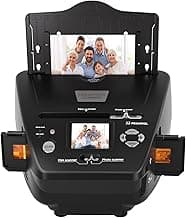 Photo and Slide Scanner with 2.4” LCD Screen, Convert Negatives & Slides 35mm/135 Film, Photo(3R,4R,5R), Business Card to 22MP JPEG Digital Photos, 4GB SD Card Included