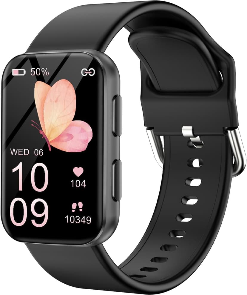 MorePro Health Fitness Tracker with Blood oxy-gen Monitor and 24/7 Heart Rate and Blood Pressure, Sleep Monitor, 120+ Sport Modes Waterproof Fitness Watch for Women Men Android iOS, Black