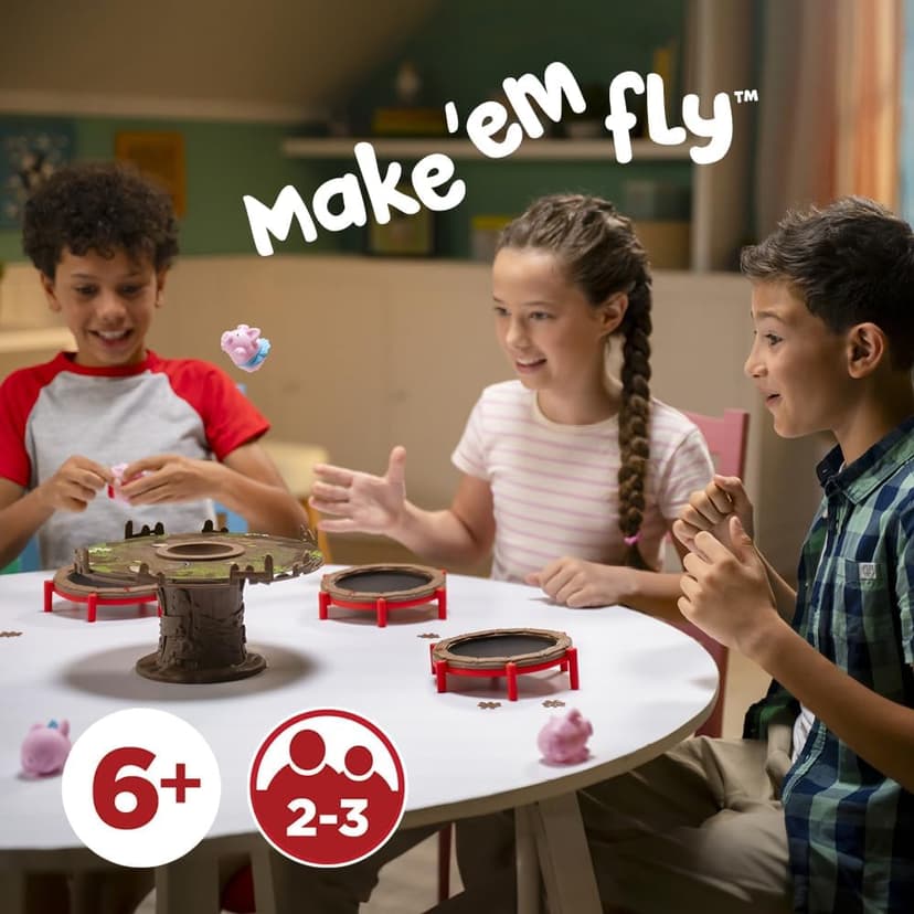 Pigs on Trampolines Board Games – Family Game, Kids Games, Multi-Player, Board Games for Family Night, Preschool Toys, The Muddiest Pig Wins The Game, Hand-Eye-Coordination Game, Ages 6+