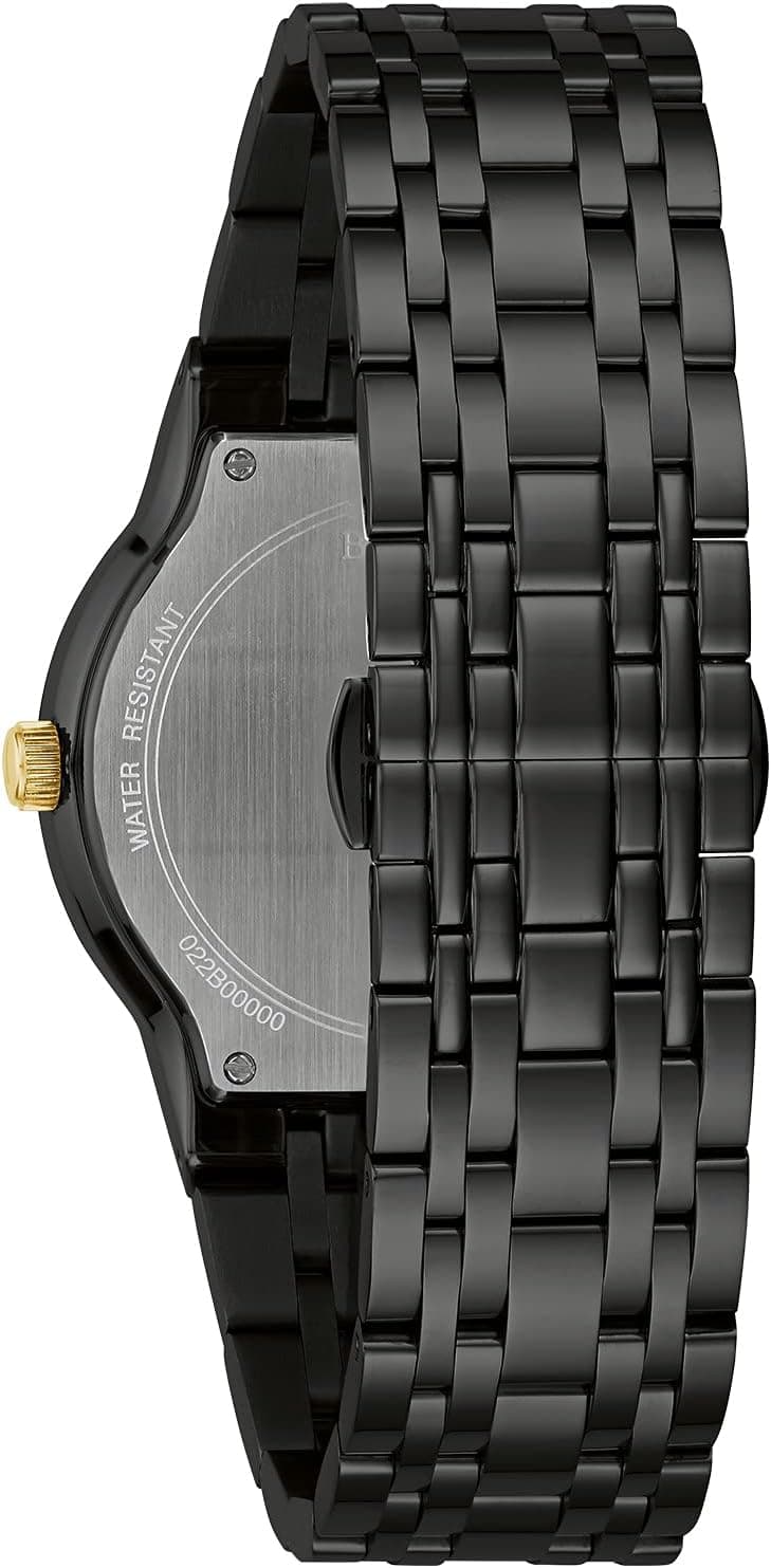 Bulova Men's Modern Gold Tone Stainless Steel 3-Hand Calendar Date Quartz Watch, Diamond Dial
