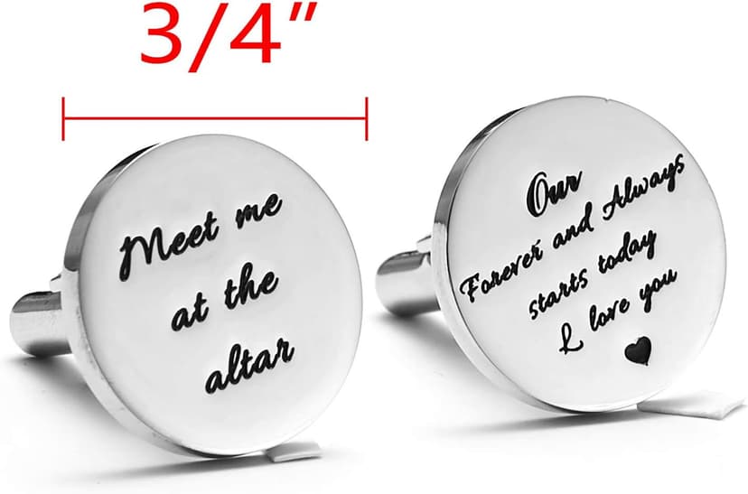 Melix Home Stainless Steel CuffLinks for Men Groom Meet Me at The Altar Wedding Gifts Cuff Links