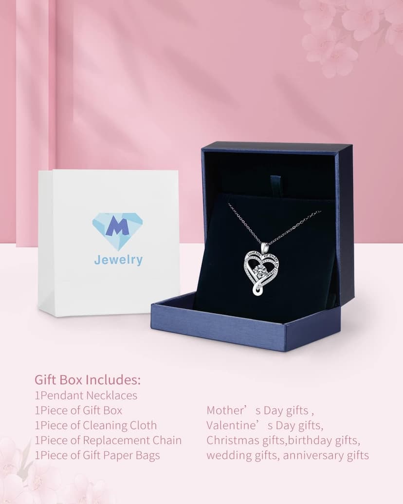 Jewelry for Women Wife Infinity Heart Birthstone I Love You Necklace S925 Anniversary Women Necklaces for Her Wife Birthday Gift Ideas, Birthday Present for Girlfriend Mom Daughter Sterling Silver B09XCK5XP1