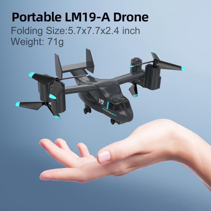 LM19-A Drone with HD Camera for Beginners, WiFi Live Video Remote Control Airplane, Easy & Ready to Fly RC Plane, RC Quadcopter Gift Toy for Boys, Girls age 14& Adults, 2 Batteries (Dark Blue)