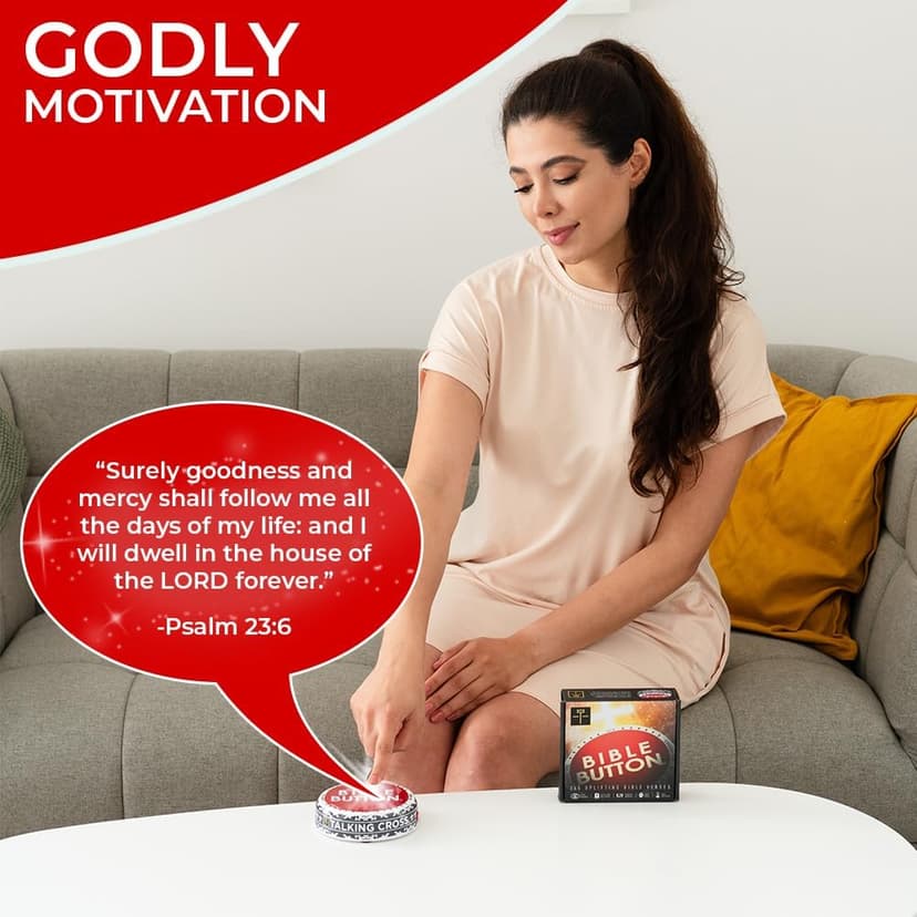 Bible Button | 365 Uplifting KJV Verses | Faith Based Gifts - Christian Gifts for Men - Bible Gifts for Woman - Bible Verse Gift