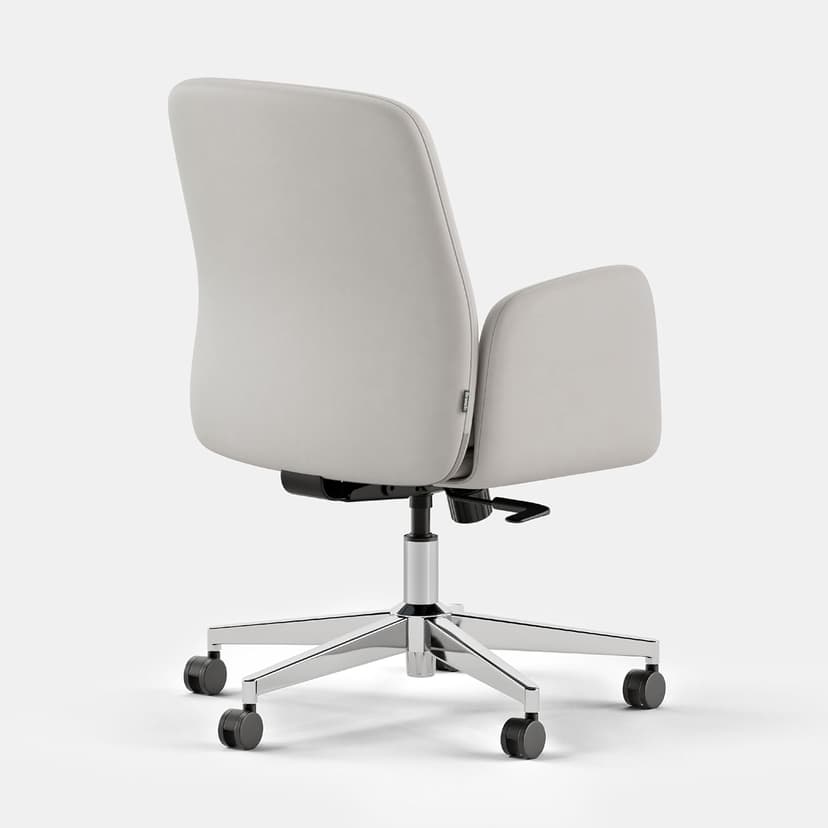 Branch Softside Mid Century Modern Office Chair, Vegan Leather - Removable Arms & Mid Back Design with Luxury Cloud-Like Comfort - Adjustable Height - Integrated Lumbar Support - Limestone