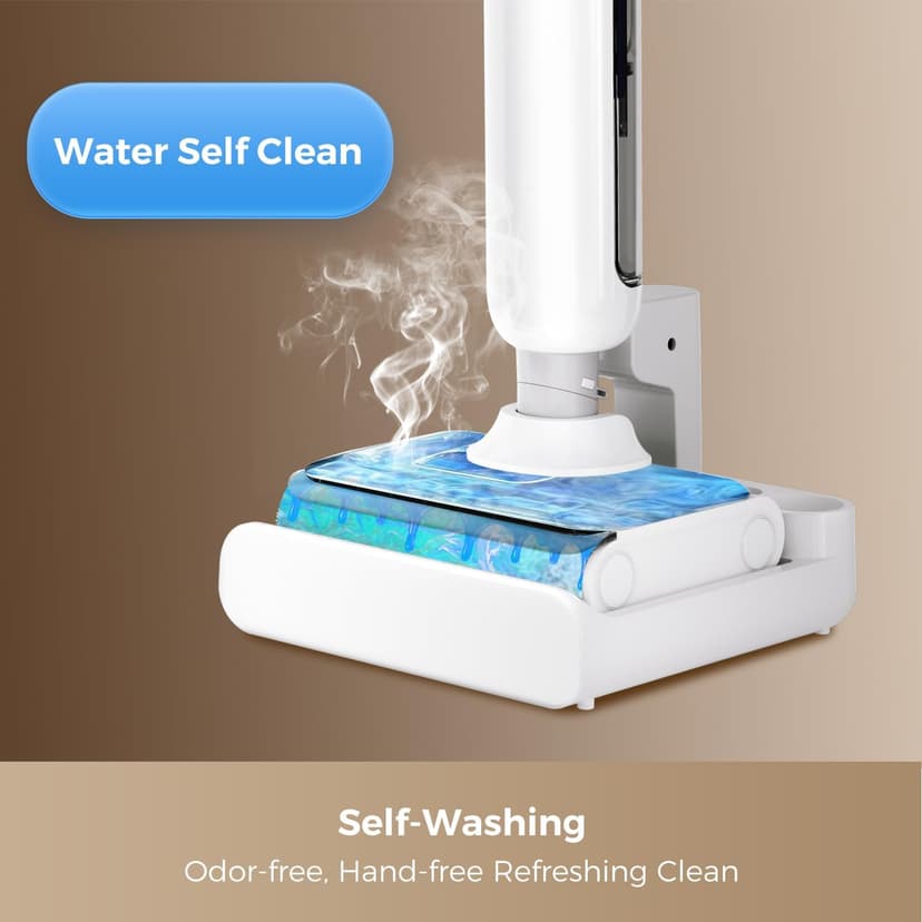 Wet Dry Vacuum Cleaner, 180° Lay-Flat Cordless Vacuum Mop Combo with Edge Cleaning, All-in-One Floor Cleaner for Hard Floors, Self-Cleaning, 45mins Runtime, LED Display, Voice Prompts