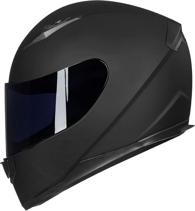 ILM Full Face Motorcycle Street Bike Helmet with Removable Winter Neck Scarf + 2 Visors DOT Model ILM-313 (L, Matte Black)