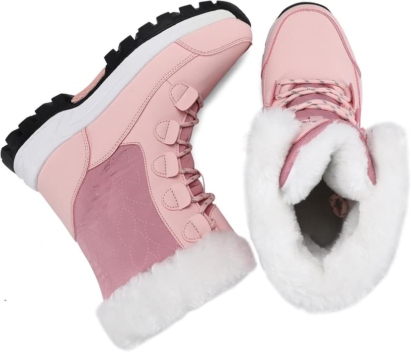 COOJOY Womens Waterproof Winter Snow Boots Warm Shoes Furry Mid Calf Lightweight Walking Hiking Booties