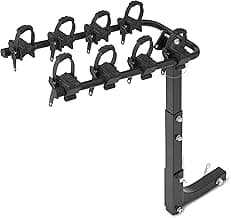 Amazon Basics 4-Bike Hitch Rack with 2" Hitch for Car, SUV and Truck, Heavy-Duty Steel Frame, Foldable, Anti-Rattle Stability, 132-Pound Capacity