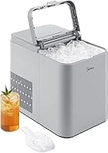 Midea MERI26B1AGY Countertop Bullet-Ice Maker, 8 Ice Bullets Ready in 6 Minutes, 26lbs/24H, Self-Cleaning Function with Ice Scoop and Basket for Home/Office/RV