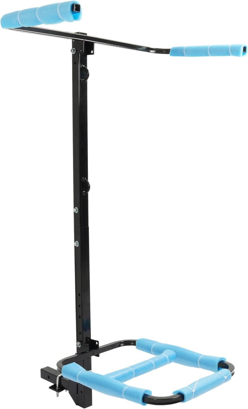 ALMULOO RV Hitch Mount Kayak Rack Fits up to 12'' Kayaks Vertical Standing Kayak Carrier 2'' Hitch Receiver Height Adjustable 150LBS for RV Truck SUV Steel