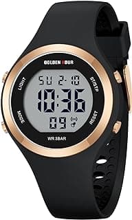 GOLDEN HOUR Waterproof Sport Women's Digital Chronograph Silicone Strap Watch