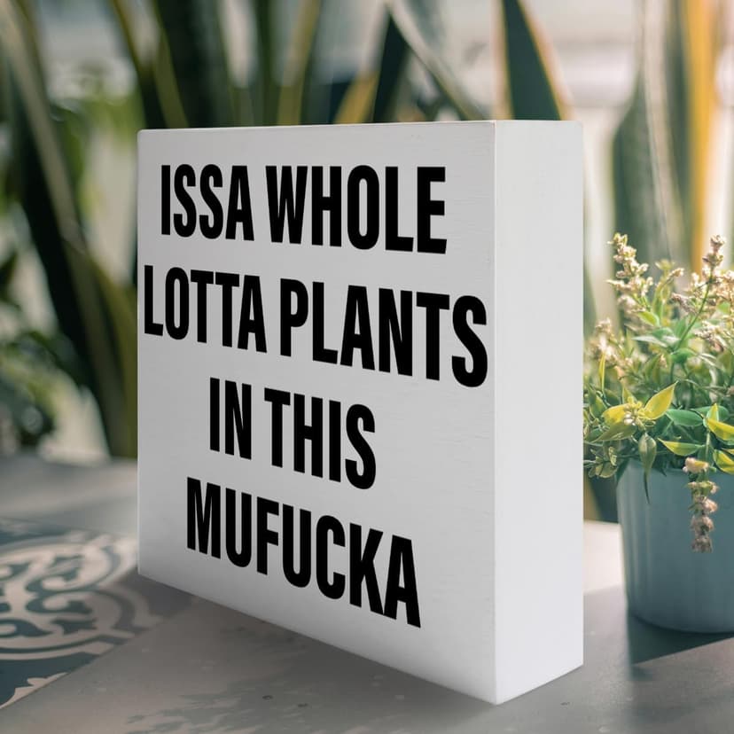 Plant Lover Decor Wooden Box Sign, Plant Garden Gardening Desk Decoration Home Office Kitchen Decor, Whole Lotta Plants, Gardening Gardener Plant Lover Gifts for Men Mom Women B0CXPCXLFL