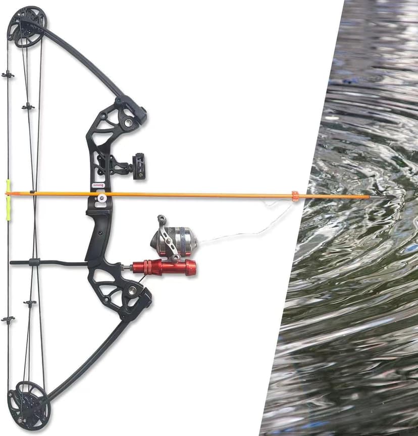Bowfishing Bow Kit with Arrow Ready to Shoot Right Handed 15-45 LBS Draw Length 18"-29.5" Adjustable,Axle-to-Axle: 34.2",Complete Compound Bow Fishing Kit 2024 New