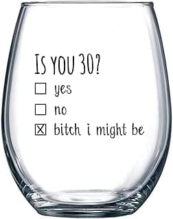 Gelid 30th Birthday Gifts for Women and Men Wine Glass - Funny Is You 30 Gift Idea for Husband Wife Boyfriend Girlfriend – Thirty Year Old Party Supplies Decorations for Best Friend Him Her - 15 oz
