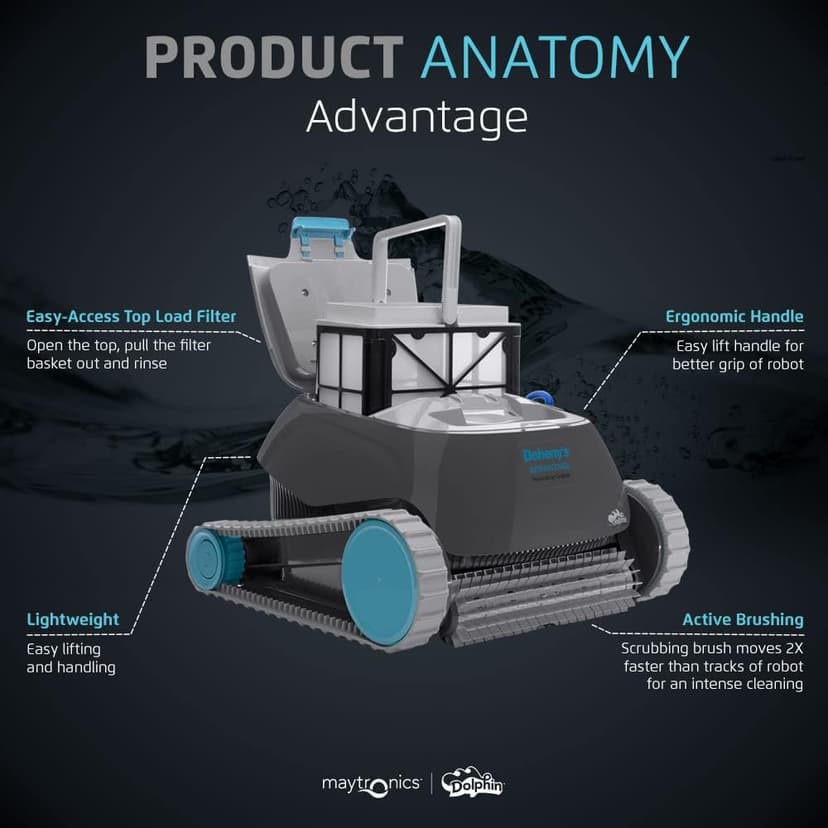 Dolphin Advantage Automatic Robotic Pool Vacuum Cleaner, Wall Climbing, Active Scrubber Brush, Ideal for In-Ground Pool Types up to 33 FT in Length