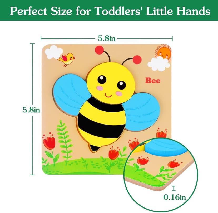 Animal Jigsaw Puzzles for Toddlers Ages 1-3 2-4 - Baby Kids Learning Educational Preschool Toys Christmas Birthday Gifts Wooden Toddler Puzzles Montessori Toys: Gifts for 1 2 3 Year Old Boys Girls B07QG618QT