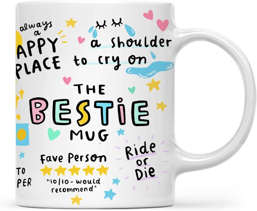 Gossby Bestie Coffee Mug - Best Friend Gift For Women - Friendship Gift for Female Friend - Friendship Gifts For Women Birthday - Gifts For Close Female Friends - 11oz White Ceramic Cup