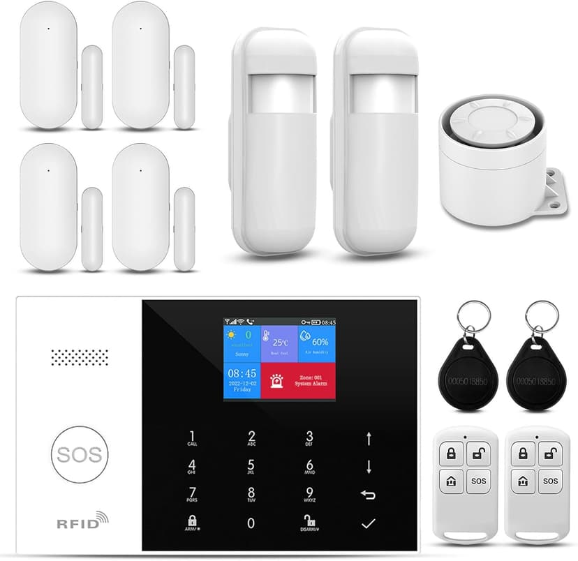 PGST WiFi Wireless Home Alarm System - 2025 Home Security System, 10-Minute Installation, 4 Door & Window Sensors + 2 Motion Sensors, APP Remote Control, Compatible with Alexa, No Monthly Fee