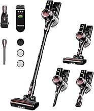 Cordless Vacuum Cleaner, Self-Standing 40Kpa 45Mins Vacuum Cleaners for Home, 8-in-1 Lightweight Stick Vacuum with Anti-tangle Wireless Vacuum for Carpet, Tile, Pet Hair, Hardwood Floors, Black